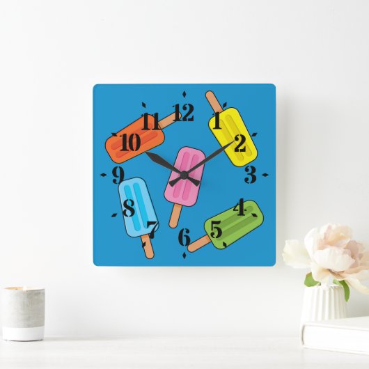 Muster für bunte Popsicles Quadratische Wanduhr (Zuhause)