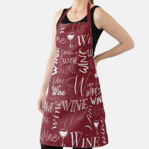 Muster für burgundische und weiße Weintypografie Schürze