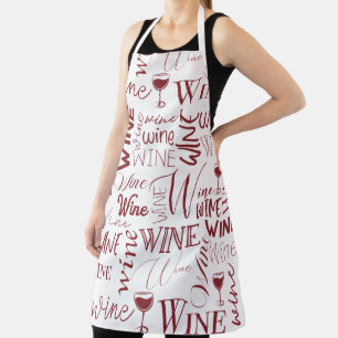 Muster für burgundische und weiße Weintypografie Schürze