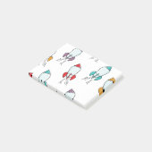 Muster für Cartoon-Raketenschiff Post-it Klebezettel (angewinkelt)