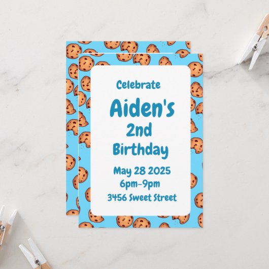 Muster für Chocolate Chip Cookies Einladung (Vorderseite/Rückseite Beispiel)