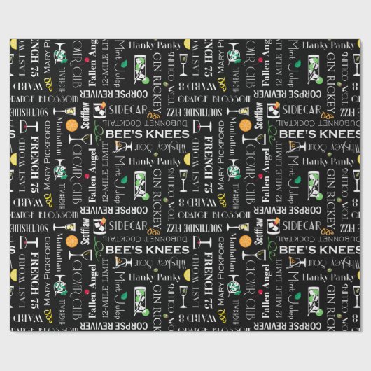 Muster für Cocktail-Namen Geschenkpapier (Flach)