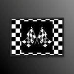 Muster für coole schwarz-weiße Markierungsfahnen Poster<br><div class="desc">Cooles Schwarz-Weiß-Rennmuster-Design. Dieses skurrile Design ist für den Rennwagen- und Motorsport-Liebhaber,  den Go-Kart-Rennfan,  den Dirtbike-Champion und alle anderen,  die Lieben Auto-,  Motor- und Auto-Sport.</div>