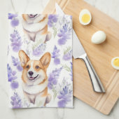 Muster für Corgi und Lavender-Blume Geschirrtuch (Viertel Falte)