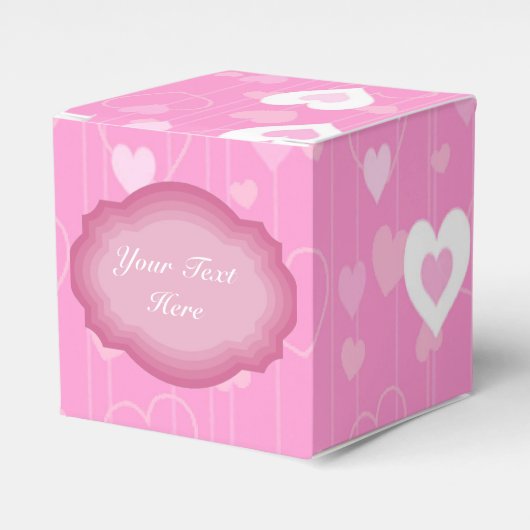Muster für Cube Fevor Box mit rosa und weißem Herz Geschenkschachtel (Vorderseite)