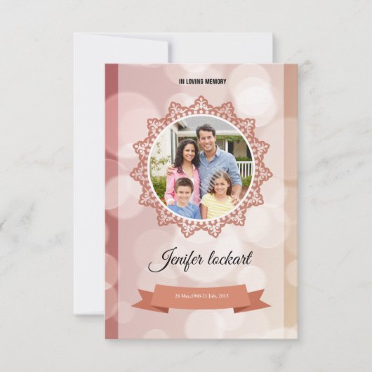 Muster für das Beerdigungsprogramm Einladung (Vorderseite)