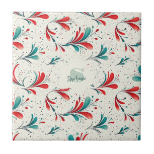 Muster für das blaue und das rote Paisley-Leaf (2) Fliese
