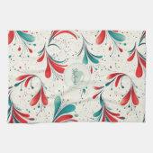 Muster für das blaue und das rote Paisley-Leaf (2) Geschirrtuch (Horizontal)