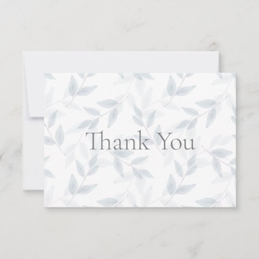 Muster für das Blaue Wasserfarben-Blätter Slate Dankeskarte (Vorderseite)