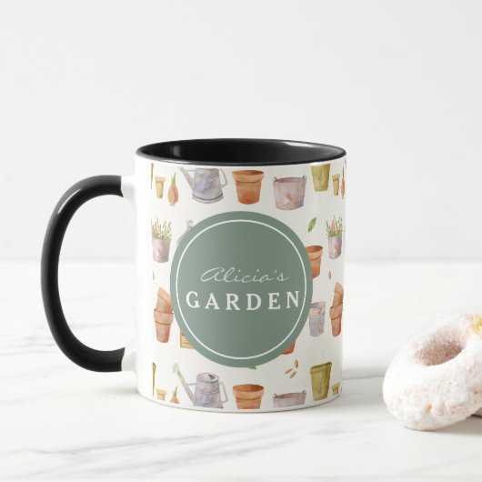 Muster für das Gartenwerkzeug für Wasserfarben Tasse (Mit Donut)