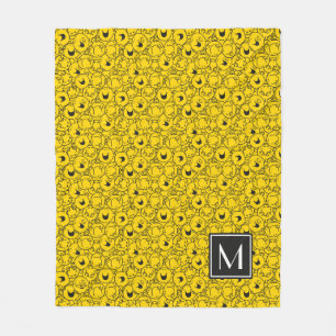 Muster für das gelbe Lächeln Monogramm Fleecedecke