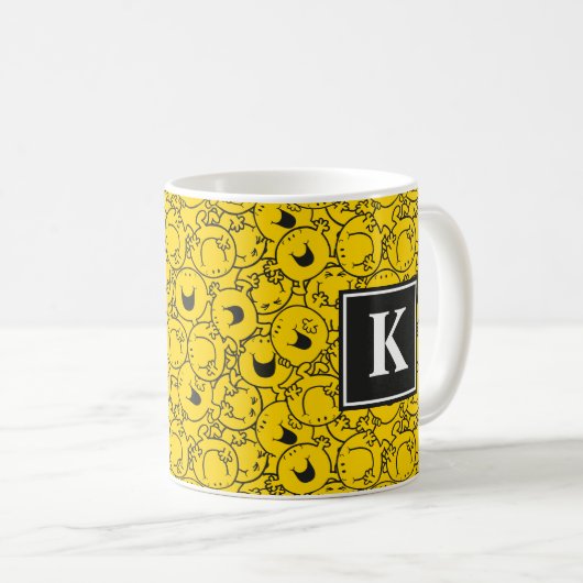 Muster für das gelbe Lächeln | Monogramm Kaffeetasse (VorderseiteRechts)