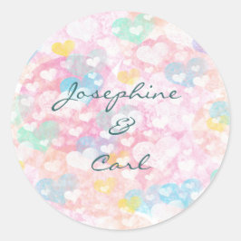 Muster für das Layered Watercolor-Herz Runder Aufkleber