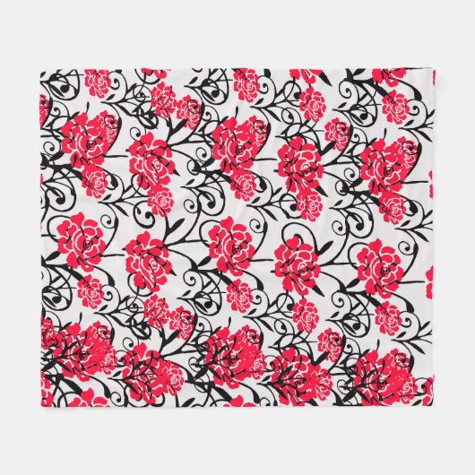 Muster für das Muster der roten Blume Fleecedecke (Vorderseite (Horizontal))