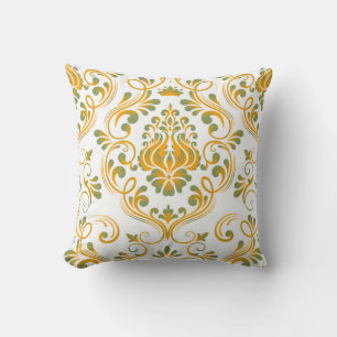 Muster für das Muster Grün und Orange Damask Flora Kissen