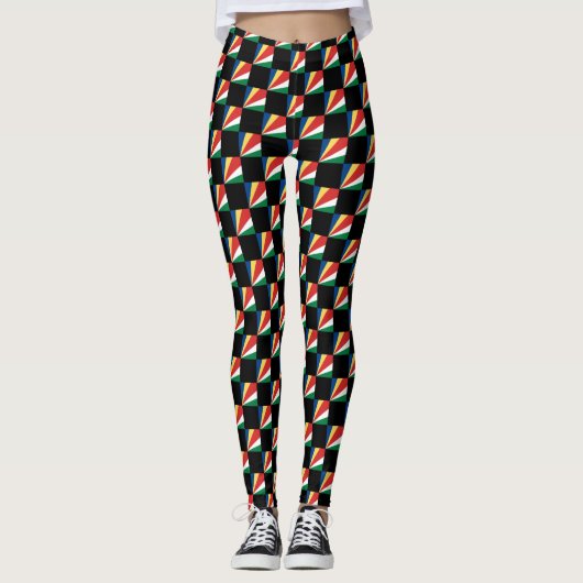 Muster für das überprüfte Seychellen-Flag Leggings (Vorderseite)