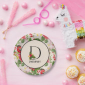 Muster für den Blumenurlaub Monogramm Anfangspapie Pappteller (Party)