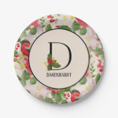 Muster für den Blumenurlaub Monogramm Anfangspapie Pappteller (Vorderseite)