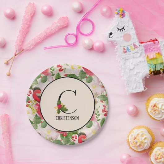 Muster für den Blumenurlaub Monogramm Initial C Pappteller (Party)