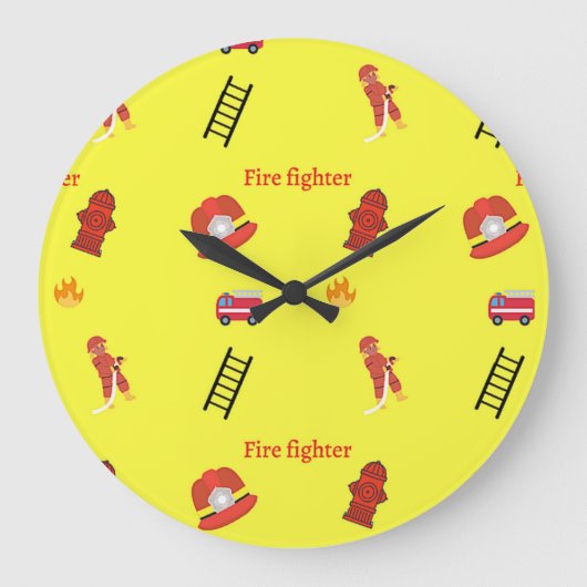 Muster für den Feuerwehreinsatz auf gelb Große Wanduhr (Vorderseite)