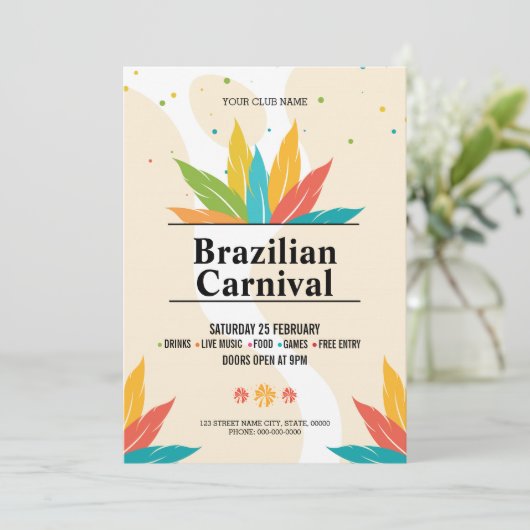 Muster für den Flyer von Karneval-Party Einladung (Stehend Vorderseite)