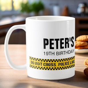 Muster für den Geburtstag mit polizeilichem Klebeb Kaffeetasse