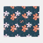 Muster für den Hibiskus Monogram Corse Blush Fleecedecke (Vorderseite (Horizontal))