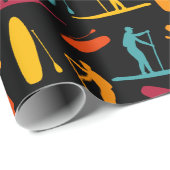 Muster für den SUP-Paddel-Boarding auf dem Steg Geschenkpapier (Rolleneckpunkt)