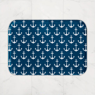 Muster für die Anker der Nautischen Marine in blau Badematte