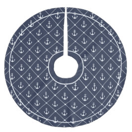 Muster für die Anker der Nautischen Marine in Blau Polyester Weihnachtsbaumdecke