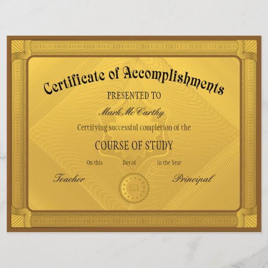 Muster für die Bescheinigung der Erfüllung Flyer (Vorne)