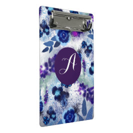 Muster für die Blauen violetten Blütenmuster Mini Klemmbrett