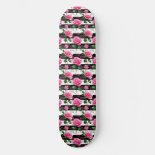 Muster für die Blume der gestreiften Hintergrund-R Skateboard