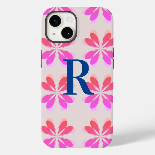 Muster für die Blume der Retro-Retro-Monogramm-Hot Case-Mate iPhone Hülle (Rückseite)