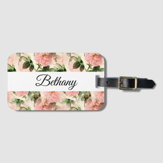 Muster für die Blume der Vintagen Rose Gepäckanhänger (Vorderseite (Horizontal))