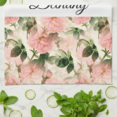 Muster für die Blume der Vintagen Rose Geschirrtuch (Gefaltet)