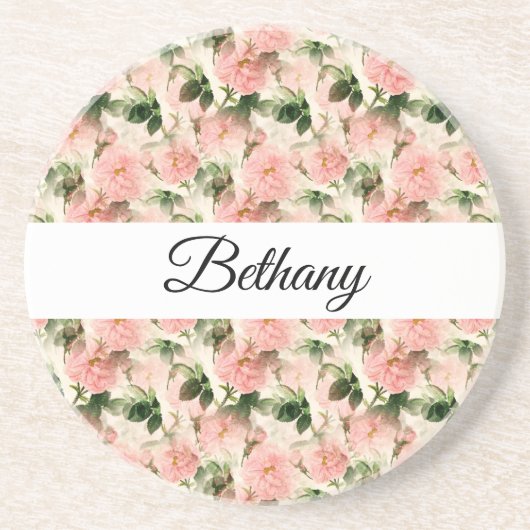 Muster für die Blume der Vintagen Rose Getränkeuntersetzer (Vorne)