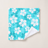 Muster für die Blume des tropischen Blauen und Wei Badhandtuch Set (Waschlappen)