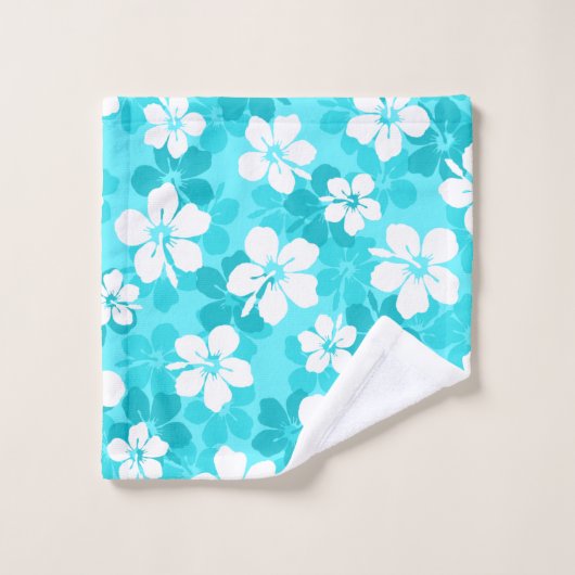 Muster für die Blume des tropischen Blauen und Wei Badhandtuch Set (Waschlappen)