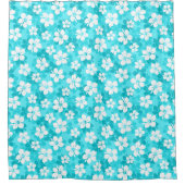 Muster für die Blume des tropischen Blauen und Wei Duschvorhang (Vorderseite)