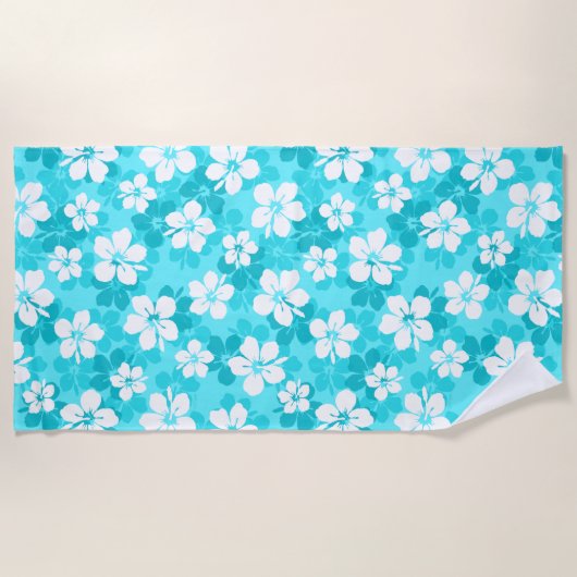 Muster für die Blume des tropischen Blauen und Wei Strandtuch (Vorderseite)