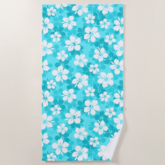 Muster für die Blume des tropischen Blauen und Wei Strandtuch (Vorderseite)