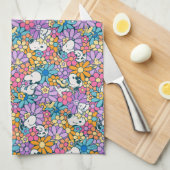 Muster für die Blume von Snoopy und Holz Geschirrtuch (Viertel Falte)