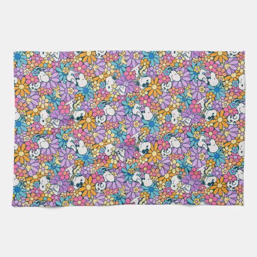 Muster für die Blume von Snoopy und Holz Geschirrtuch (Horizontal)
