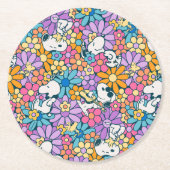 Muster für die Blume von Snoopy und Holz Runder Pappuntersetzer (Vorderseite)