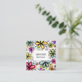 Muster für die Blume von Wasserfarben Doodle Daisy Quadratische Visitenkarte (Stehend Vorderseite)