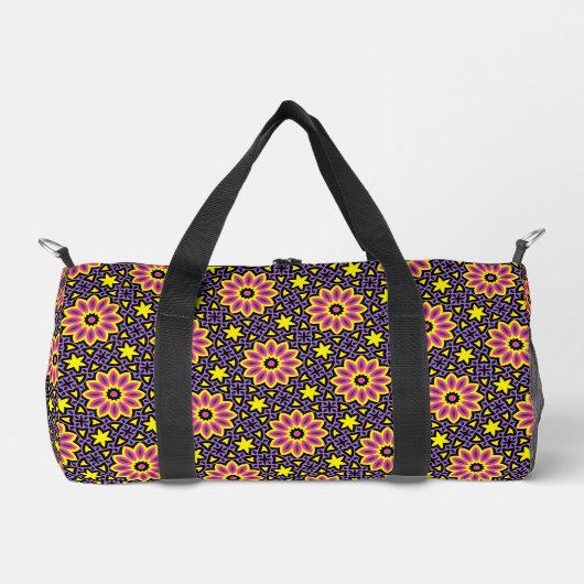 Muster für die coole geometrische Retro-Blume Duffle Bag (Vorderseite)