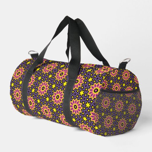 Muster für die coole geometrische Retro-Blume Duffle Bag (Rechte Ecke)