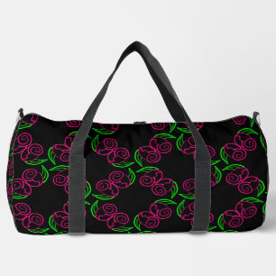 Muster für die doppelte Rose in heiß rosa Duffle Bag
