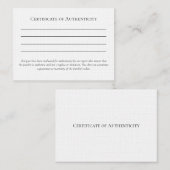 Muster für die Echtheitsbescheinigung für Schmuck Visitenkarte (Vorne/Hinten)